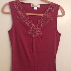 Tank top, with pretty rose color lace trim